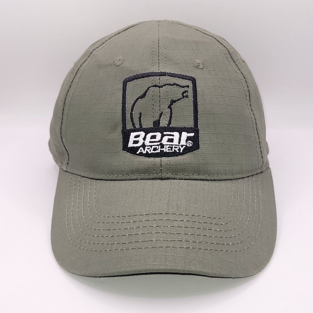 Bear Archery Hat Baseball Cap Mens Adjustable Olive Green Ripstop Outdoor